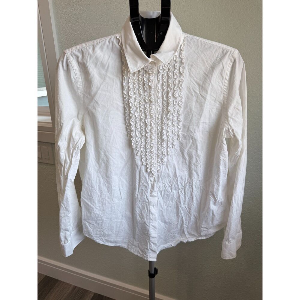 Lauren Ralph Lauren Women's Ruffled Next Tuxedo Pirate Long Sleeve Shirt XL